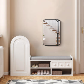 FORBATH black mirror with rounded corners adds safety and modern style.