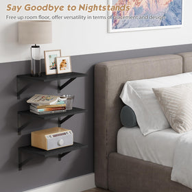 Forbena 12in deep floating shelf bracket closeup highlighting solid wood and metal support