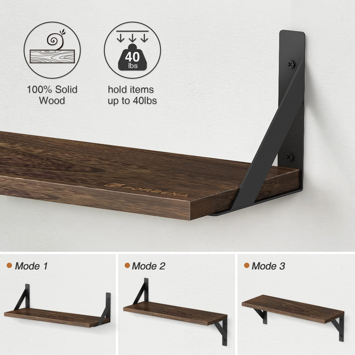 Forbena set of 3 on wall illustrates versatile storage for books, decor, and toiletries.