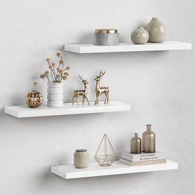 Forbena 24-inch floating shelves front view showcasing clean white finish and modern lines