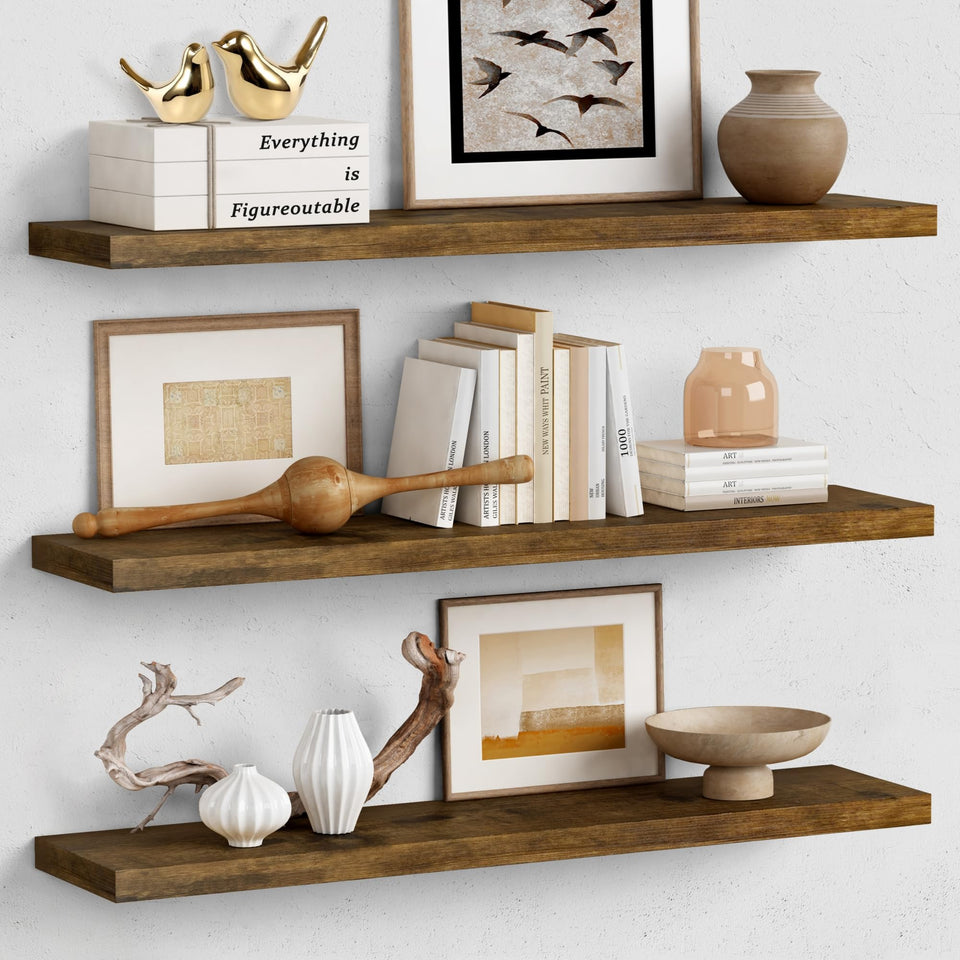 Forbena 36-inch floating shelves set with display space for books and decor