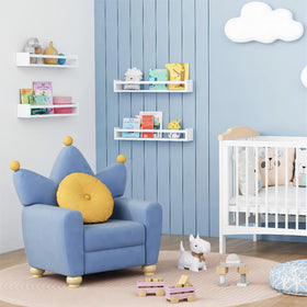 Forbena four-pack floating shelves in nursery, white finish.