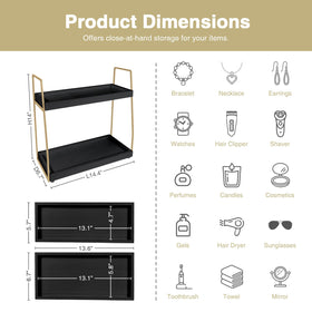 Forbena organizer side view shows two tiers for compact bathroom storage.
