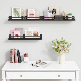 Forbena black floating shelves bathroom storage with guard rail