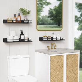 Forbena black floating shelves installation highlights sturdy mounting and space-saving design