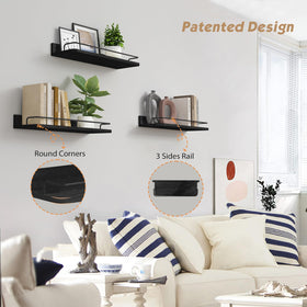 Forbena black floating shelves in kitchen keep essentials at hand