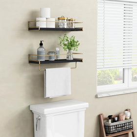 Forbena shelves bracket detail highlights gold hardware and guard rail for security