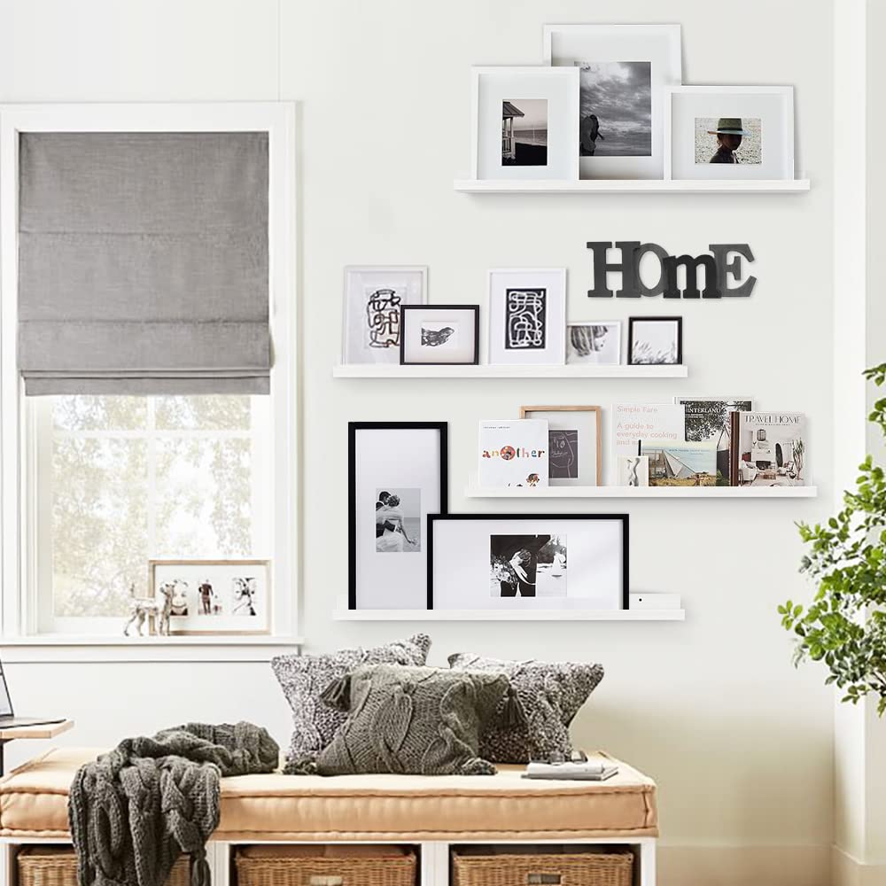 Forbena connected shelves create a spacious gallery wall display.