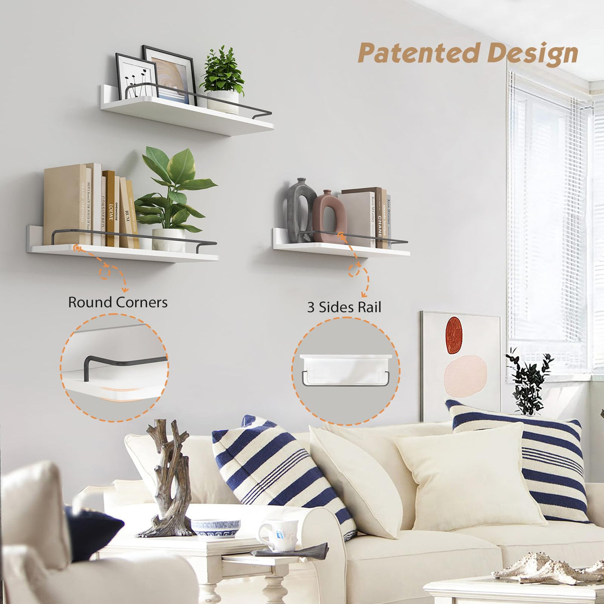 Forbena easy-installation shelves include hardware for quick setup.