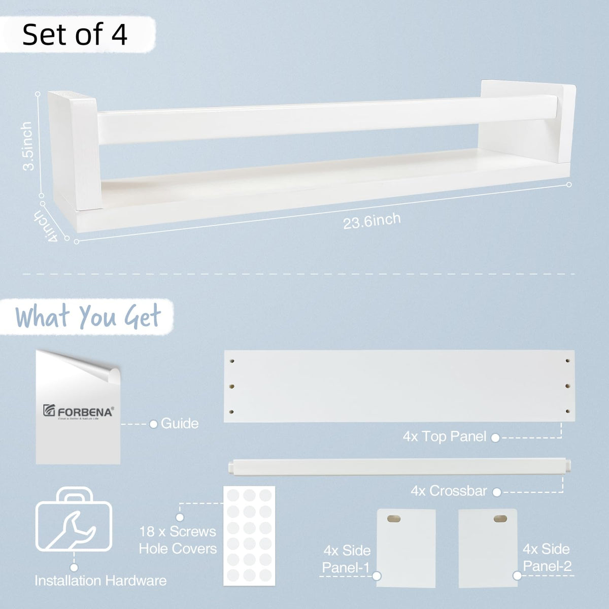 Forbena easy installation wall shelves ready to install.