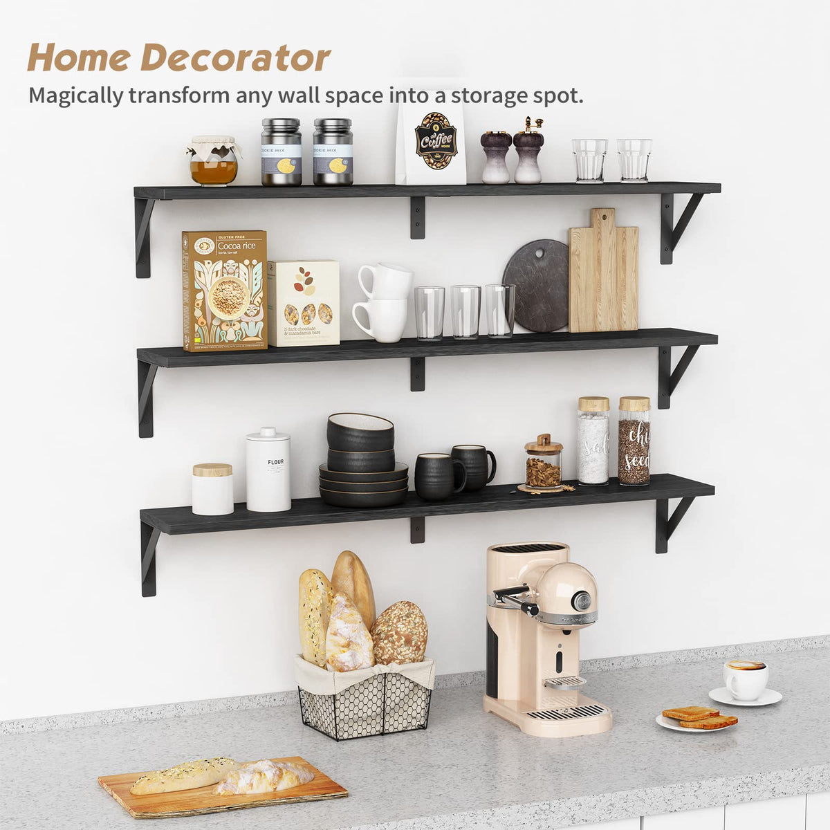 Forbena hardwood shelf construction adds natural texture and durability.