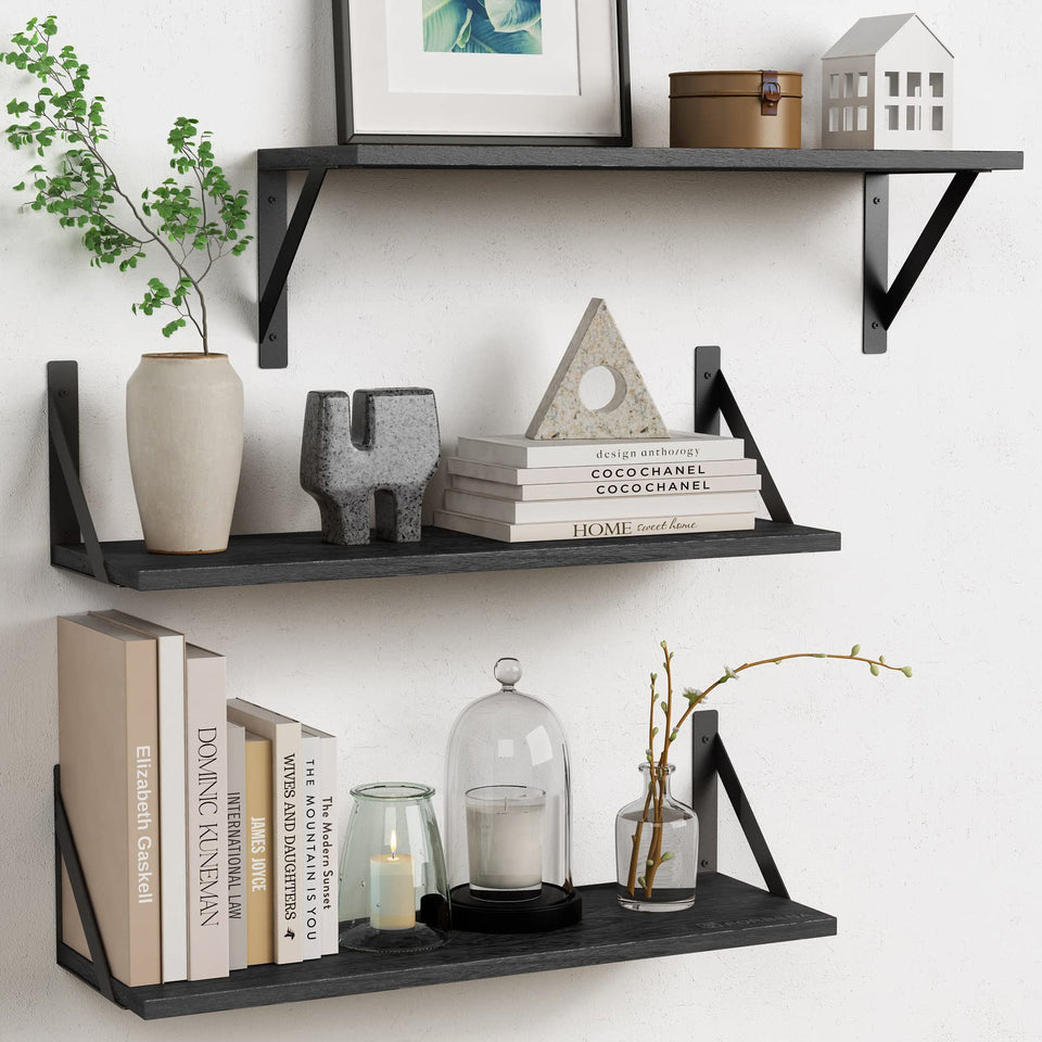 Forbena large floating shelves on wall, three-pack display and storage solution