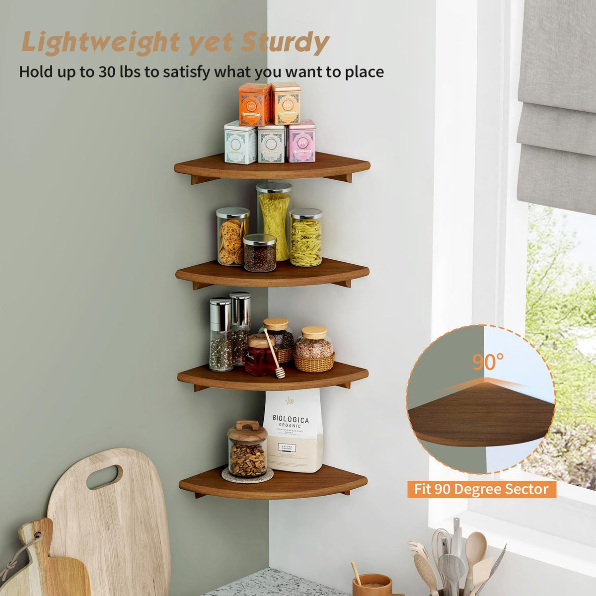 Forbena living room display shelf showing photos and small decor items