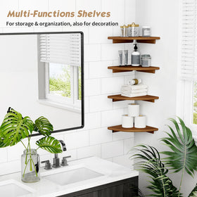 Forbena compact corner shelf in bedroom helps organize books and decor