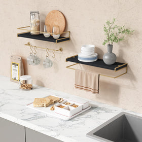 Forbena wall shelves guard rail use demonstrates stable storage for cosmetics and jars