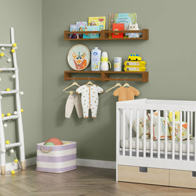 Forbena walnut brown nursery decor shelves perfect for toys and books in any room.