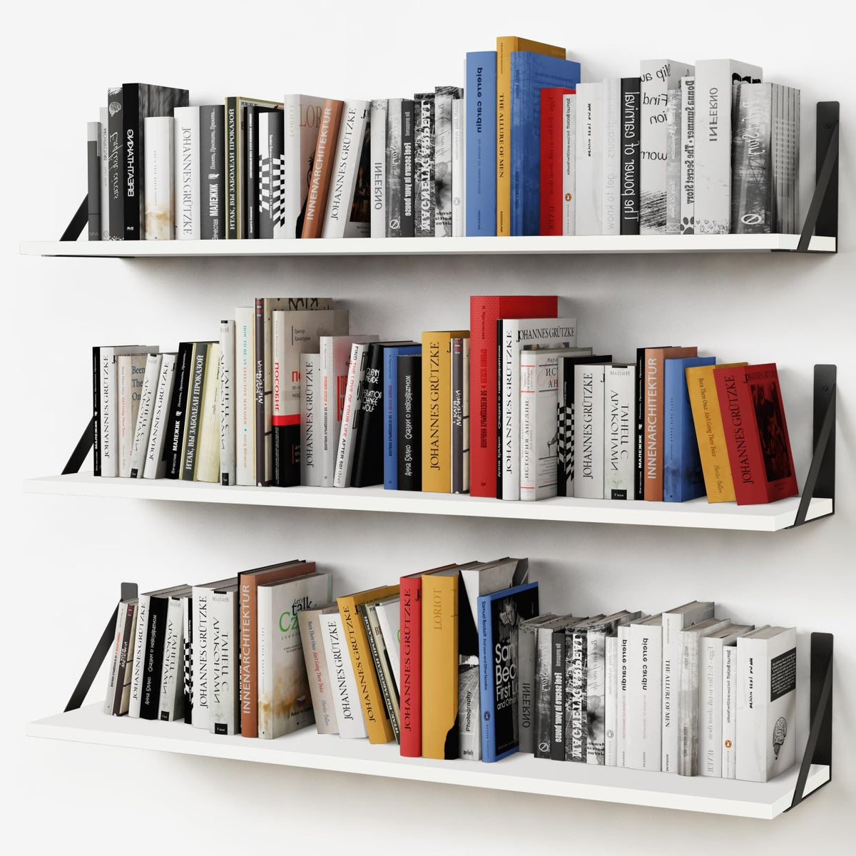 Forbena white floating shelves on wall setup for spacious storage
