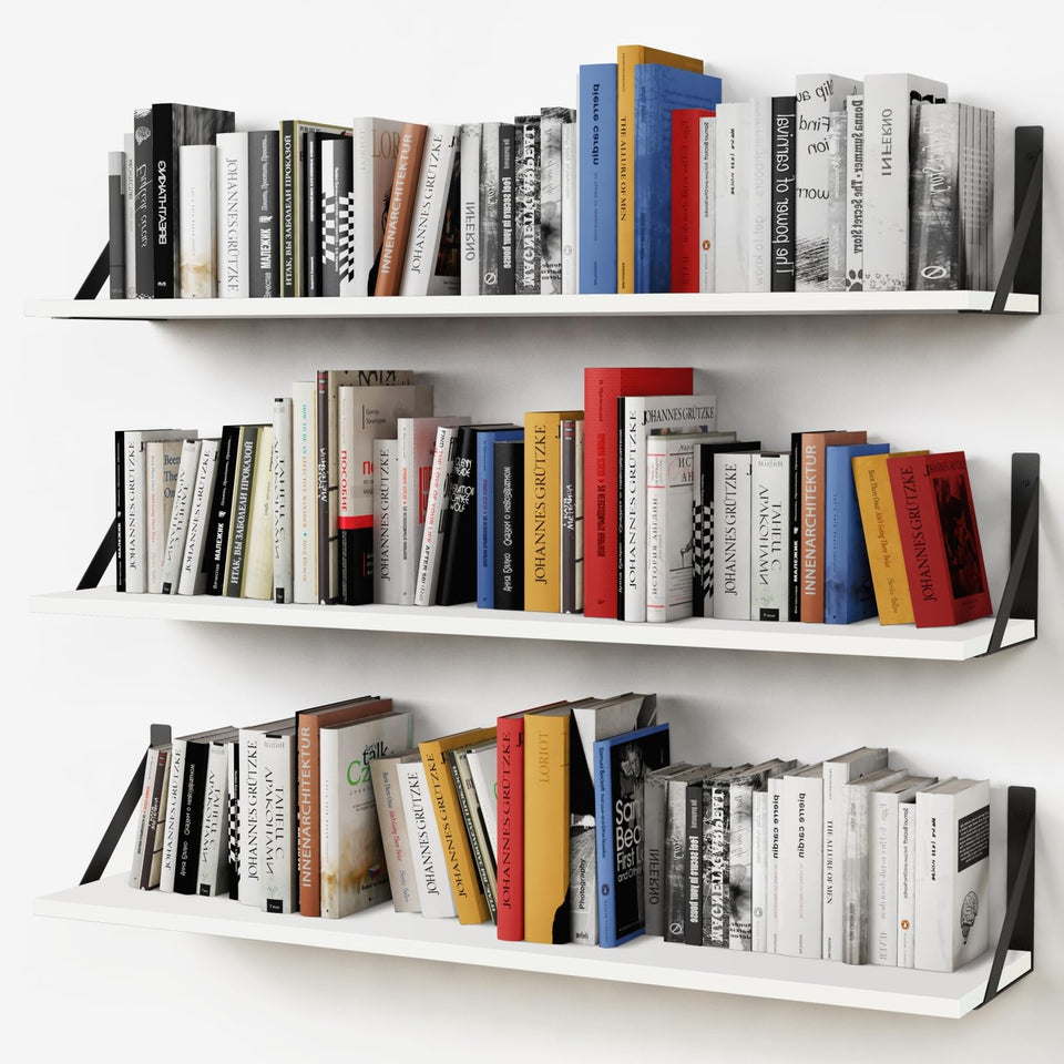 Forbena white floating shelves on wall setup for spacious storage