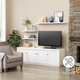 Forbena white wall shelves used as decor display in a bedroom