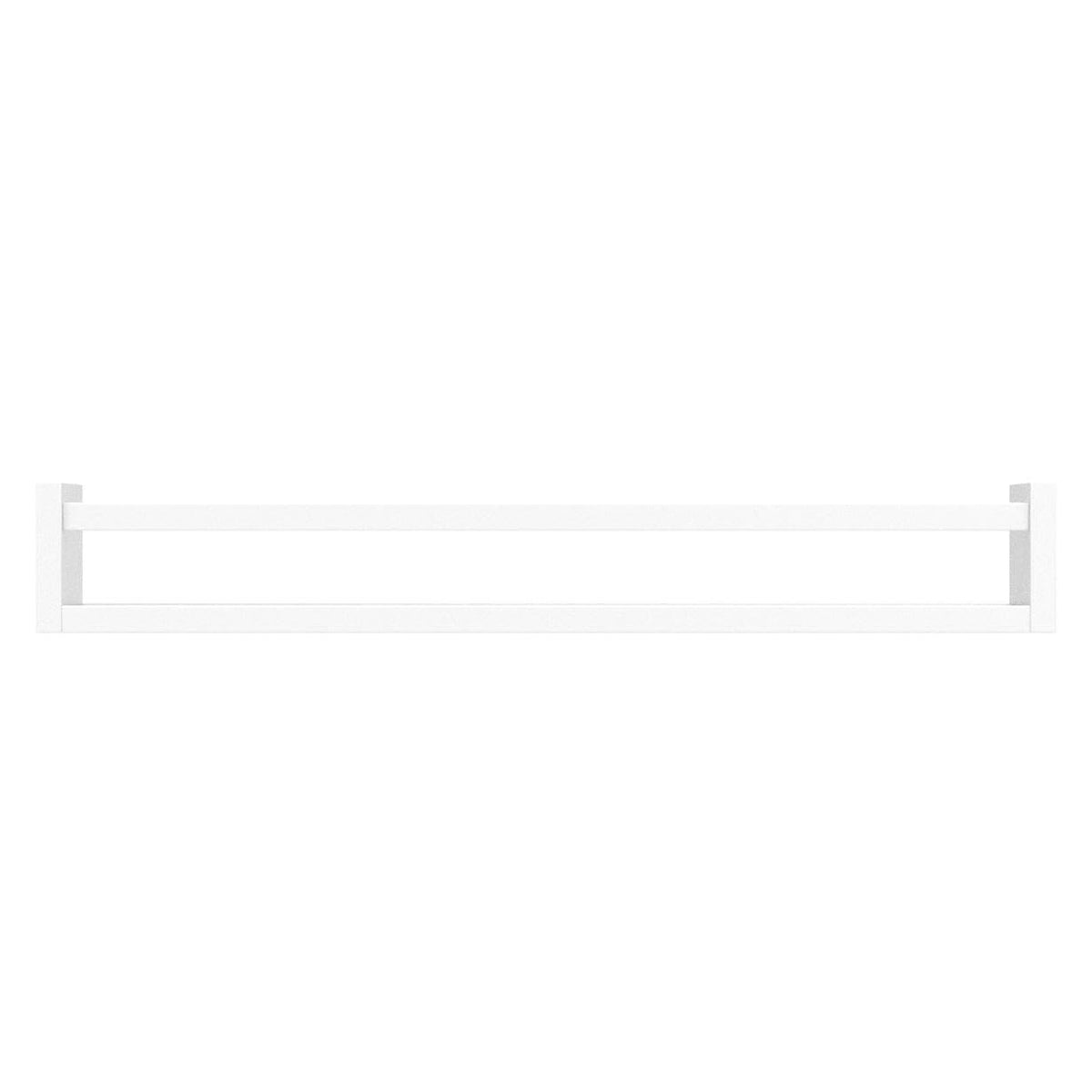 Forbena white wall shelves mounted upside down for creative display.