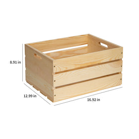FORBRADS pine wood crate side view highlights sturdy construction for daily use.