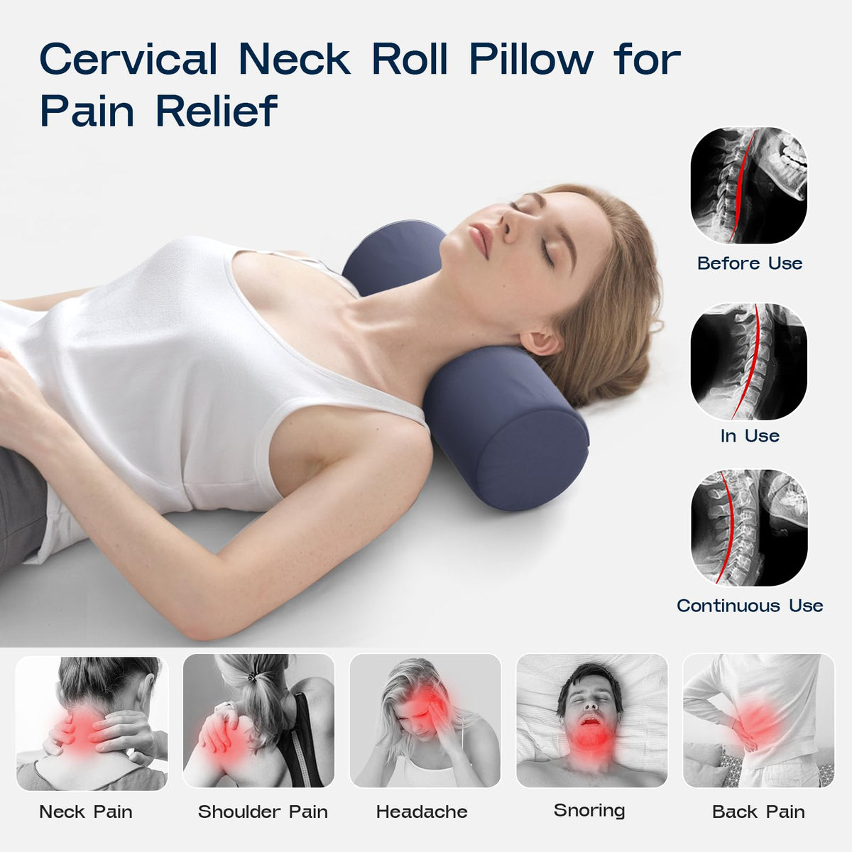 Forcanby neck roll pillow between legs setup for side sleeping comfort