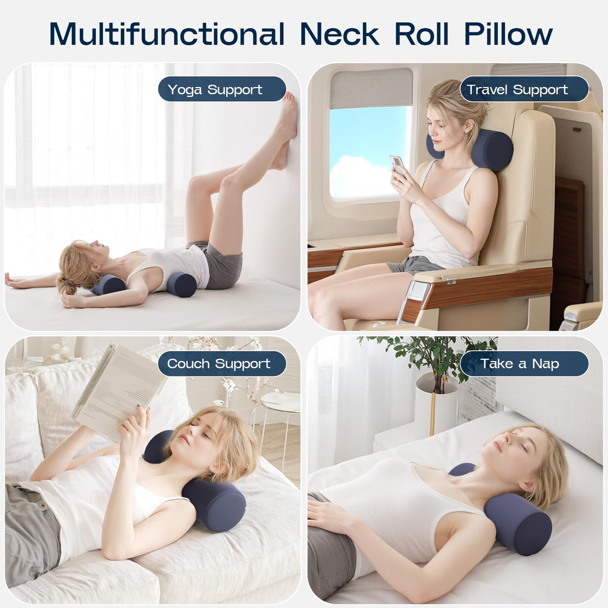 Forcanby neck roll pillow under knees for back sleeping relief
