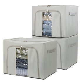 Fordonral 36L bins with metal frame provide sturdy closet organization on a shelf.