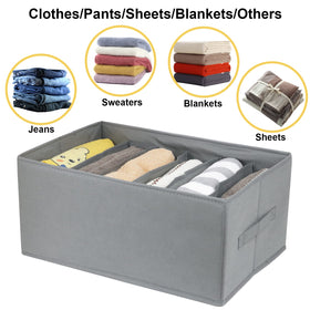Fordonral six-compartments organizer neatly displays folded clothes in a dorm closet.