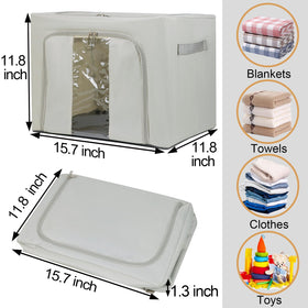 Fordonral closet organizer bins arranged for open shelf display.