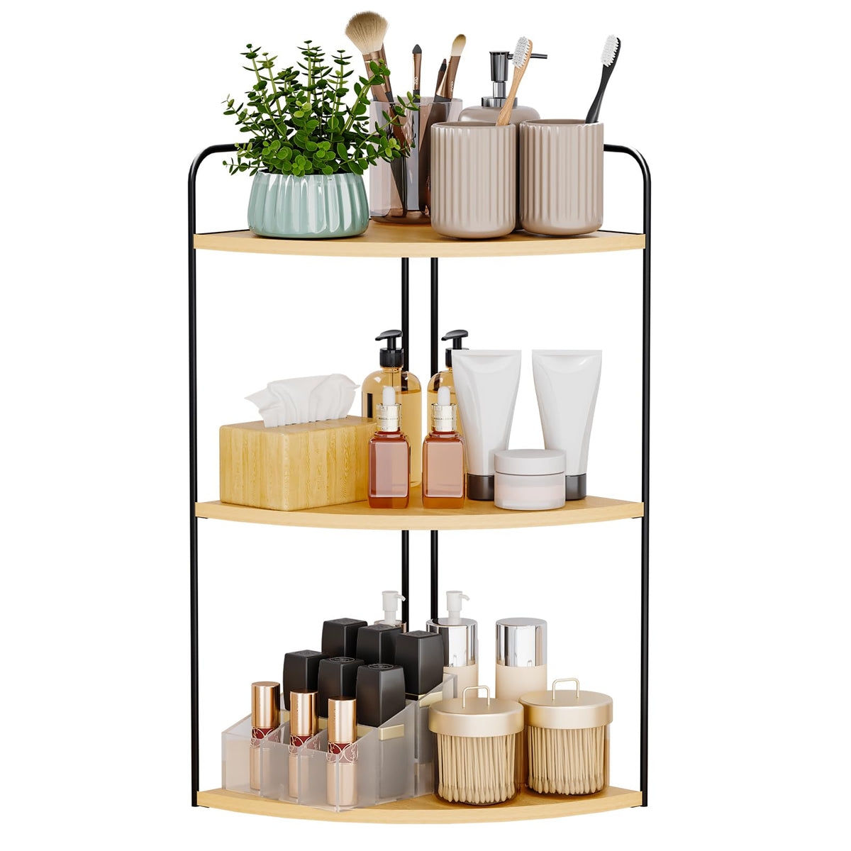 Forest Angle bathroom counter organizer front view shows sleek vanity storage