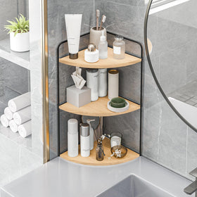 Forest Angle organizer holds toothbrushes, soap, and cotton balls neatly