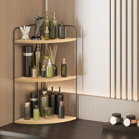 Forest Angle black Burlywood organizer matches modern bathroom aesthetics
