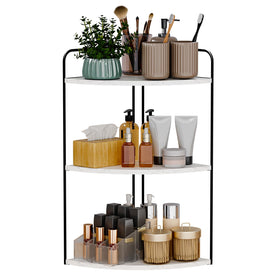 Forest Angle bathroom counter organizer on a sleek counter unit keeps toiletries neatly accessible.