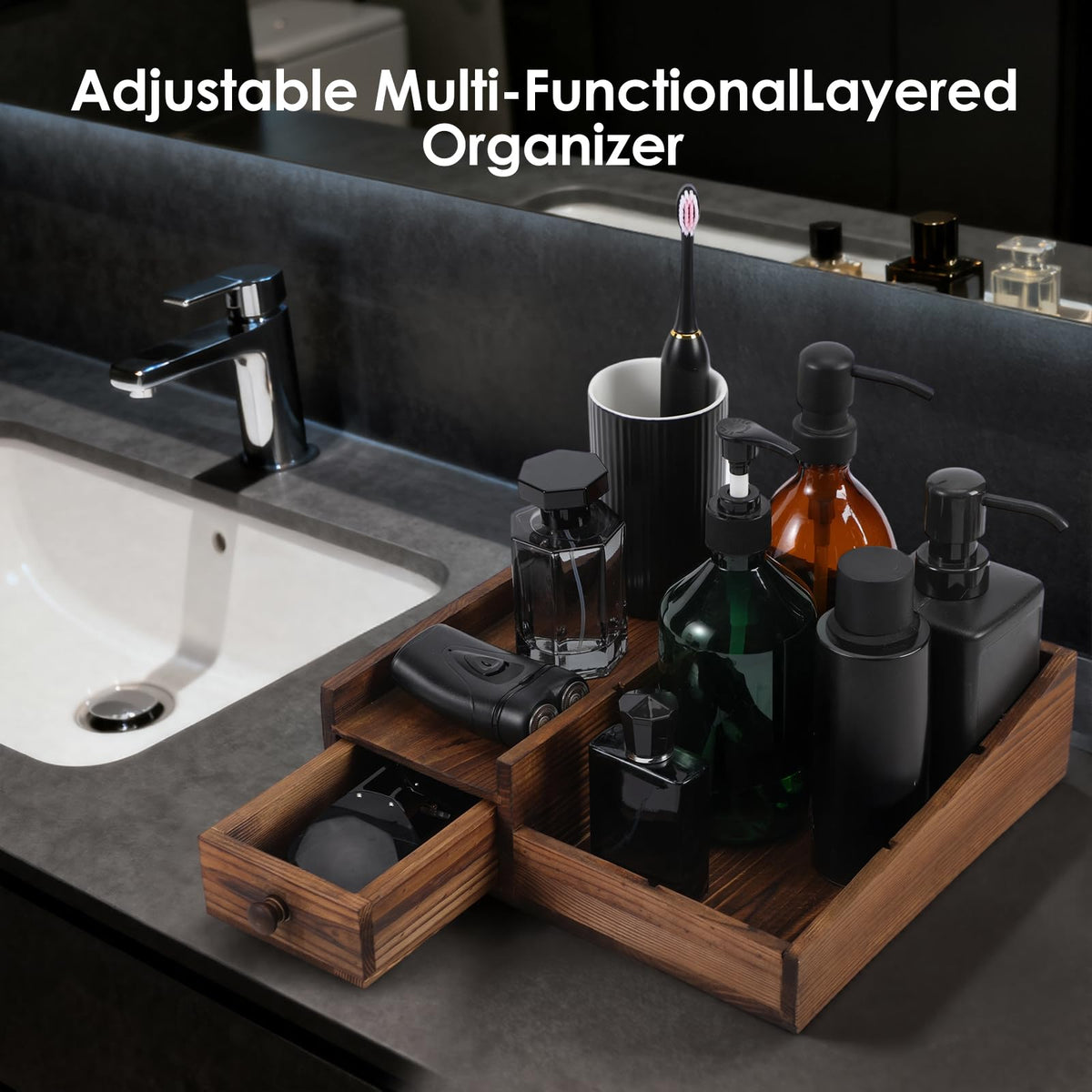 Forest Angle Bourbon Brown organizer compact storage for perfumes and cosmetics.