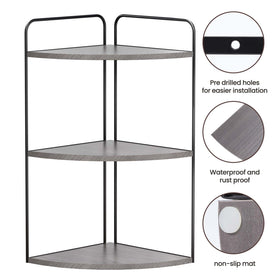 Forest Angle corner counter shelf in black-grey maximizes corner storage.
