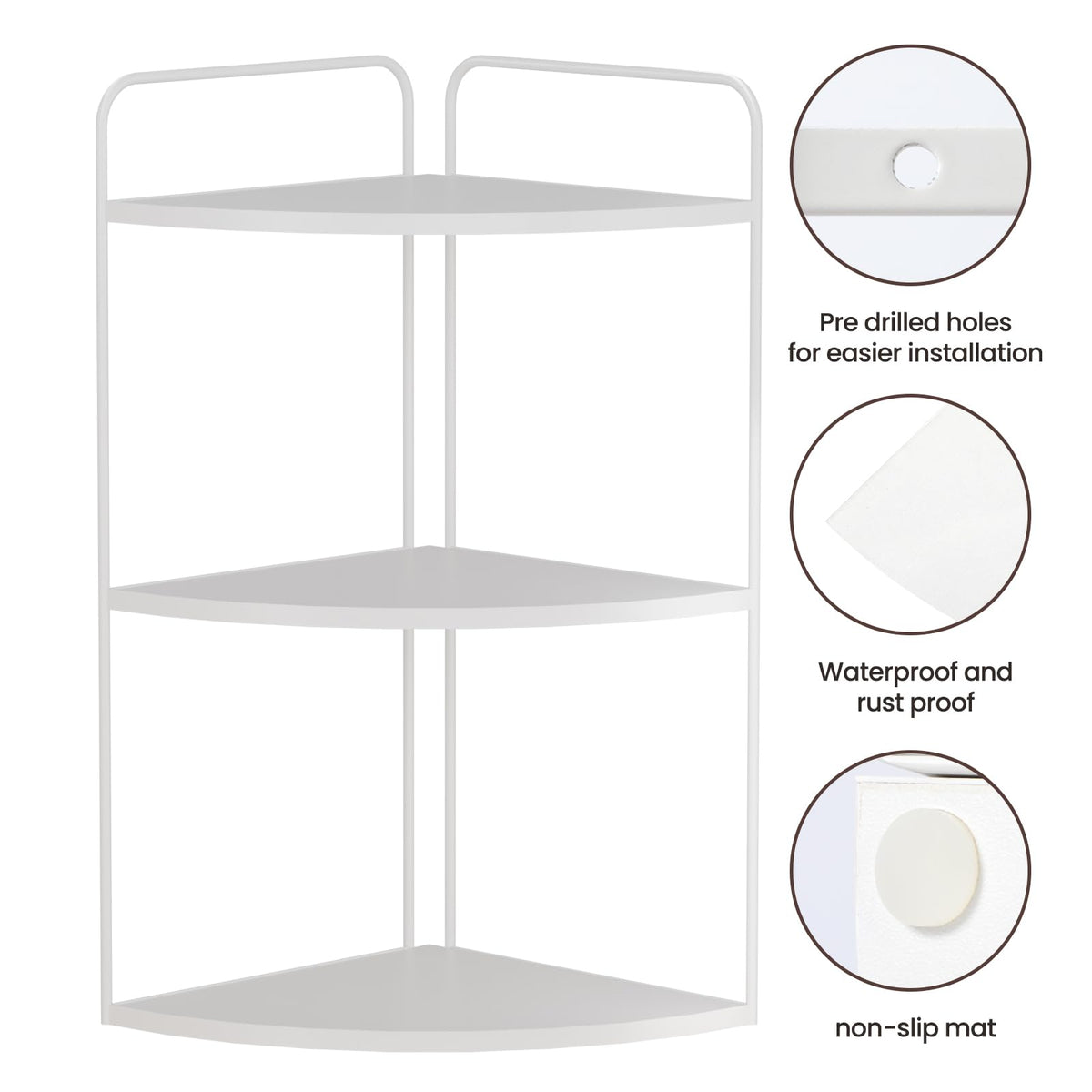 Forest Angle corner shelf vanity storage in corner placement for neat bathroom organization