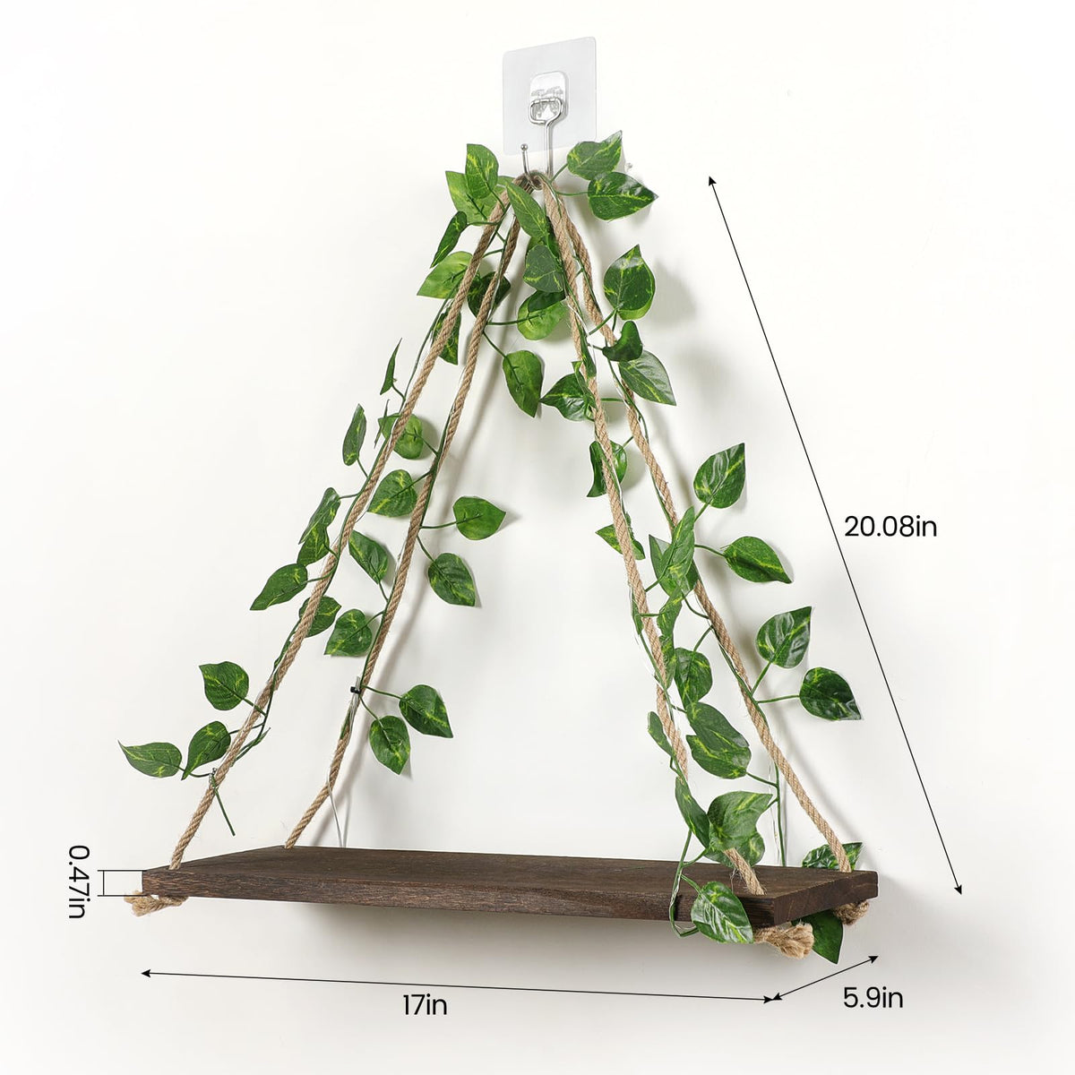 Forest Angle hemp rope decor shelf adds rustic charm while supporting lightweight displays.