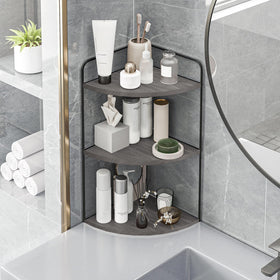 Forest Angle vanity organizer on sink keeps toothbrushes and soaps organized.
