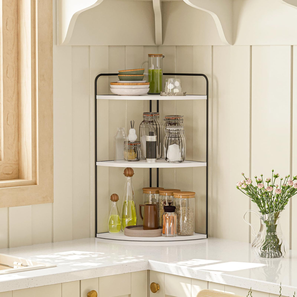 Forest Angle vanity organizer on the counter enhances daily routines with easy reach.
