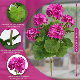 FOREST PRINCE artificial geraniums 18-inch bloom detail for realistic petals