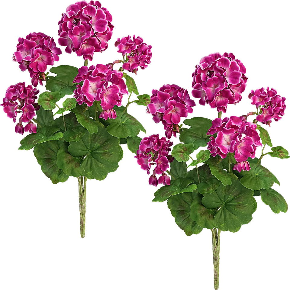 FOREST PRINCE 18-inch magenta silk geraniums for outdoor display with lasting color