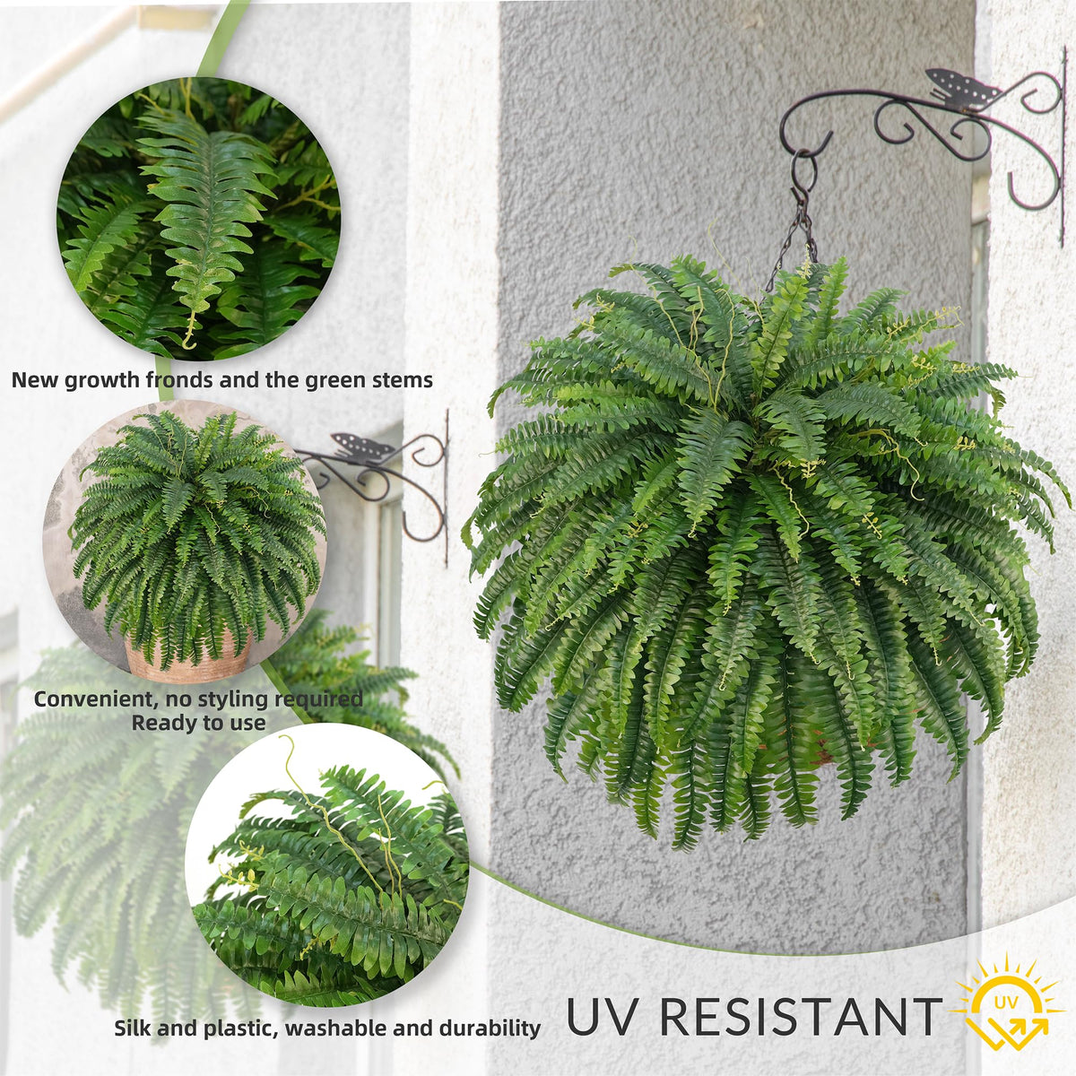 FOREST PRINCE 50 inch fern bouquet showing wide diameter spread