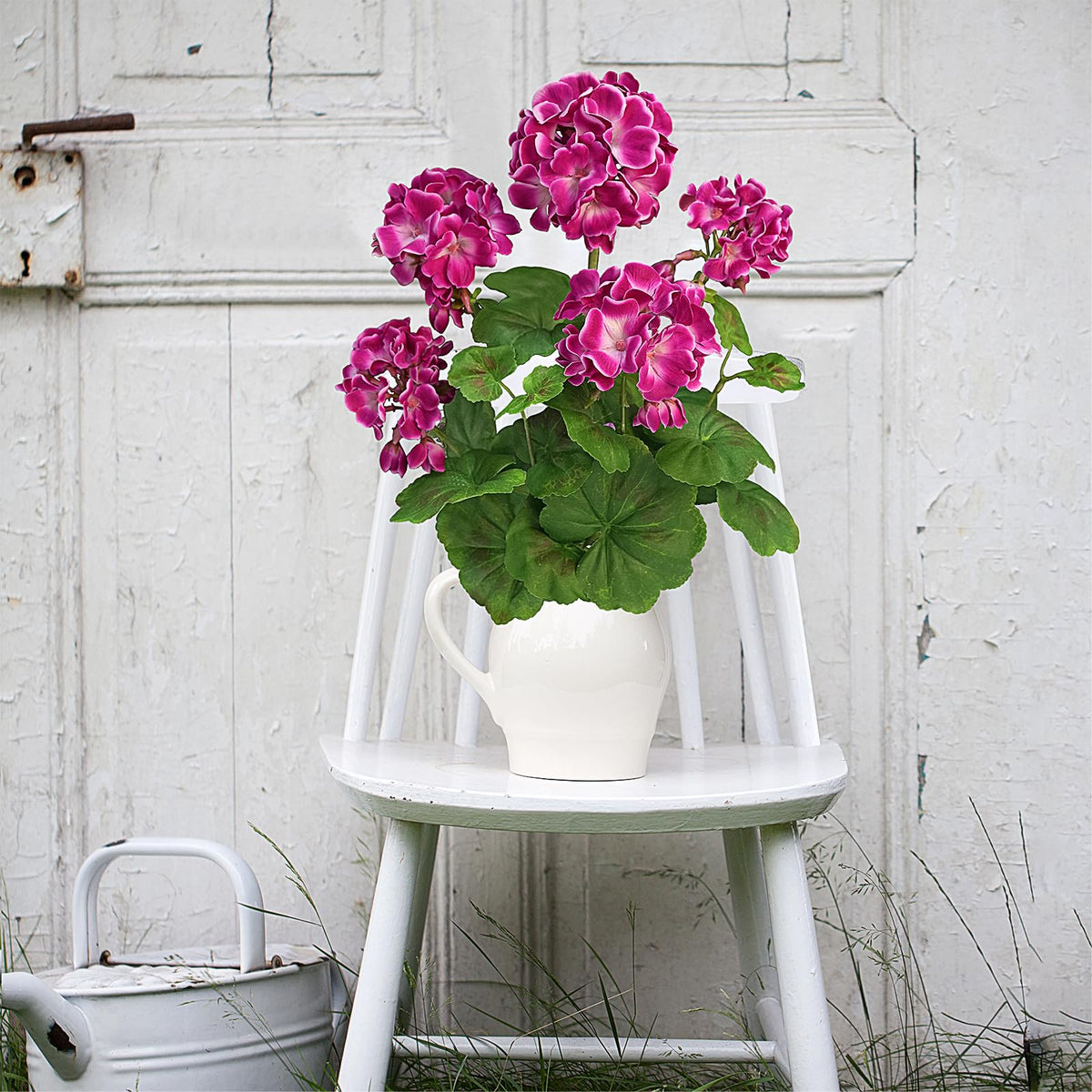 FOREST PRINCE easy-care silk geraniums dry-clean friendly and maintenance-lite