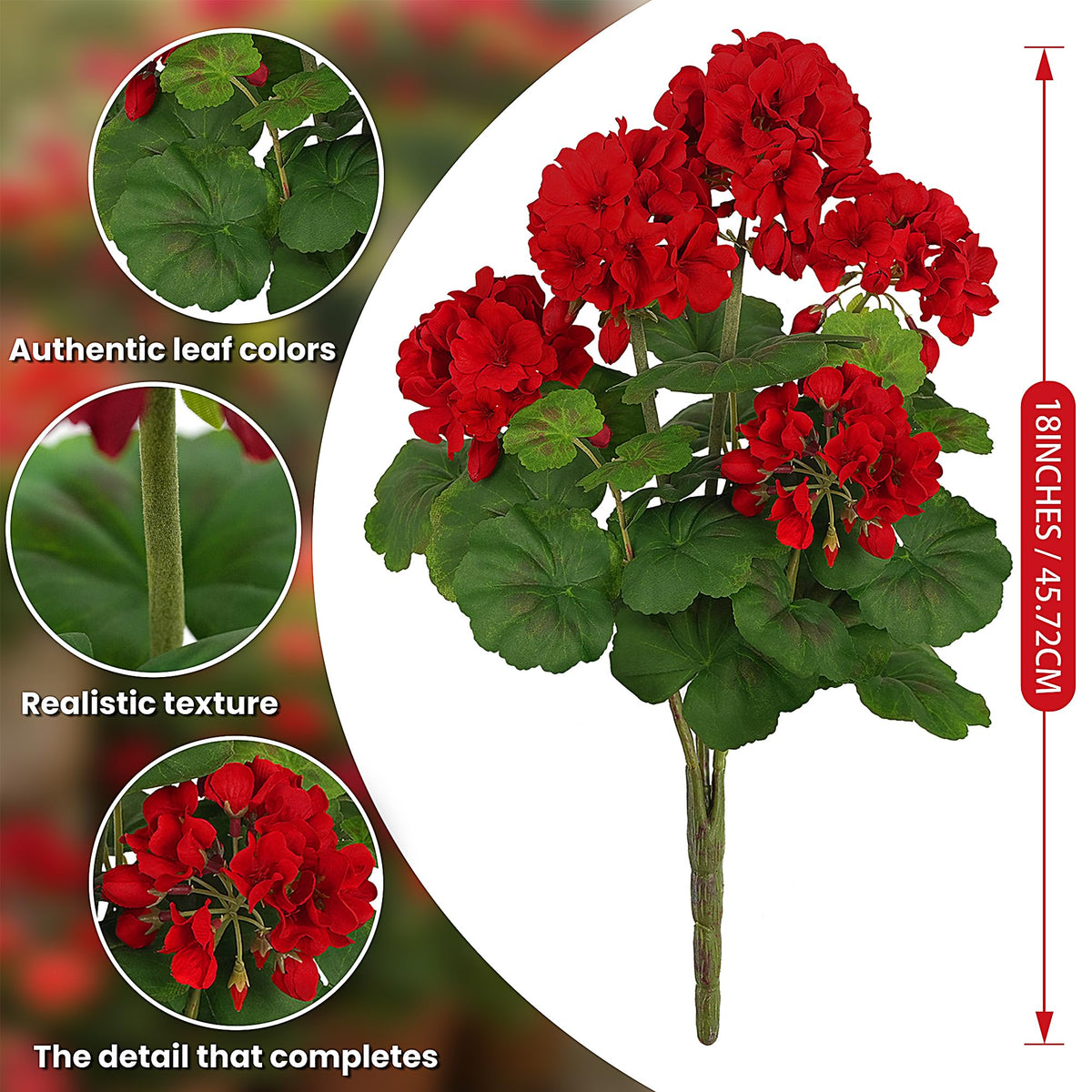 FOREST PRINCE red silk geraniums UV-resistant for sunny patios and porches