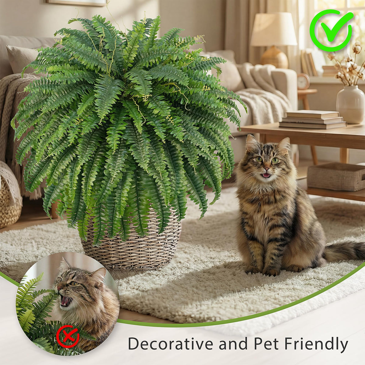 Two bundles of FOREST PRINCE fake ferns arranged together