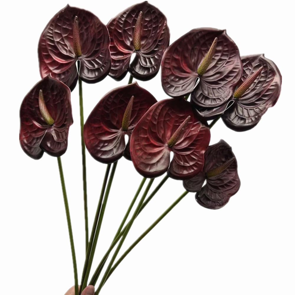 Forestmistry artificial anthurium burgundy close-up showing lifelike texture