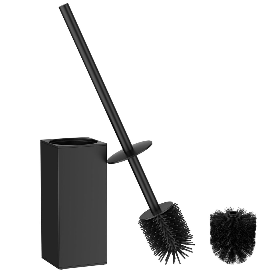 FORIOUS toilet brush and stainless steel base offer durable, rust-resistant storage.