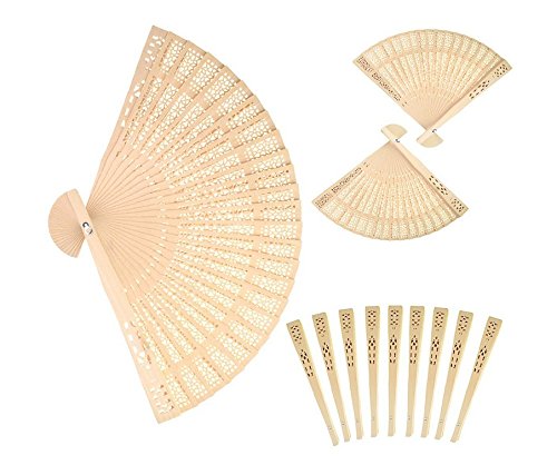 FORsun sandalwood fan close-up shows natural wood grain and subtle aroma for cooling.
