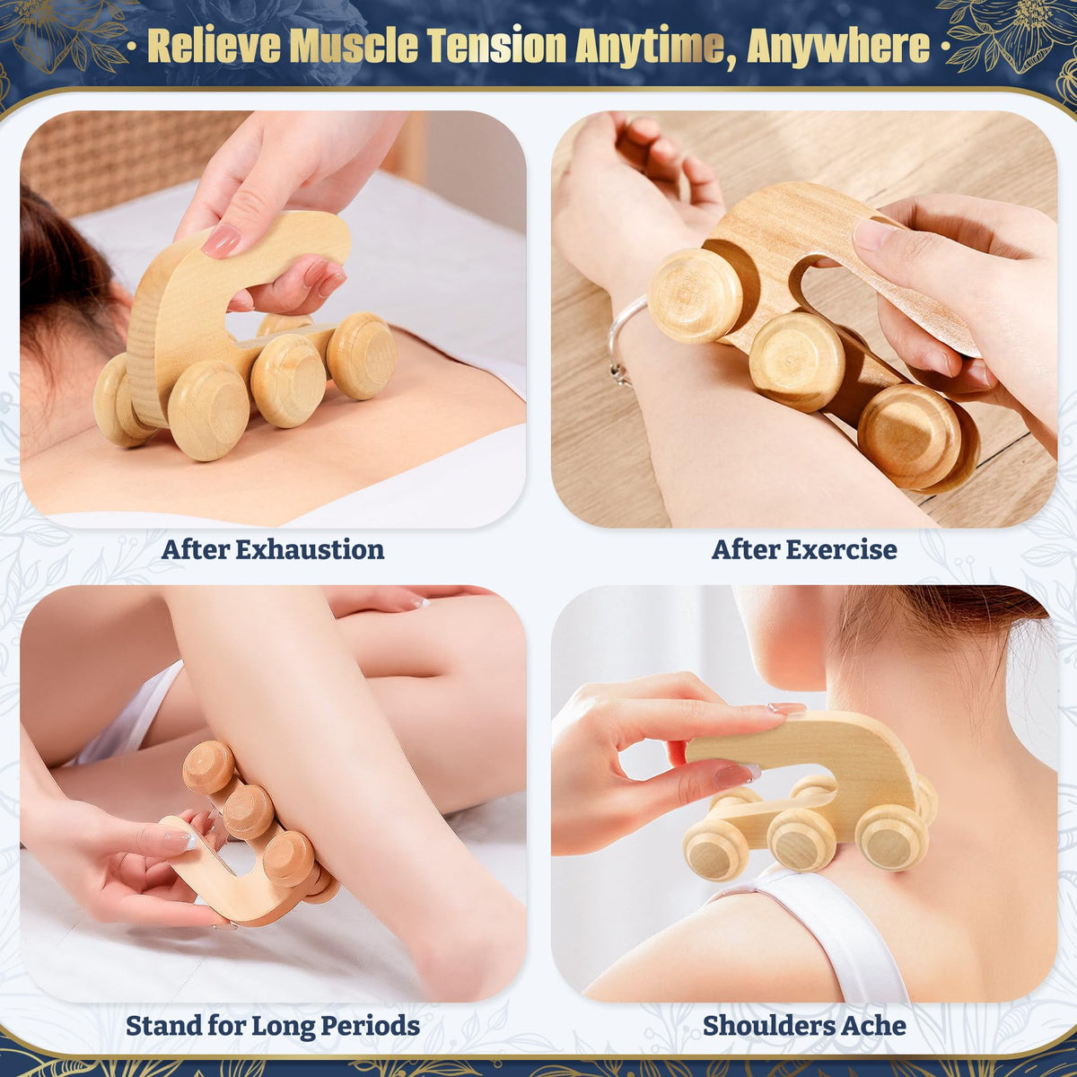 Fortuning's JDS wooden roller massager helping release tension after a long day